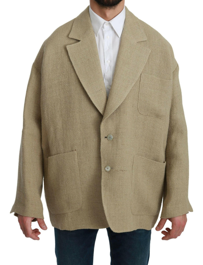 Dolce & Gabbana Beige Jacket Coat 100% Jute Blazer Coat - GENUINE AUTHENTIC BRAND LLC  