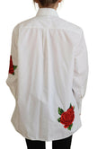 Dolce & Gabbana White Cotton Flower Embroidery Shirt Top - GENUINE AUTHENTIC BRAND LLC  