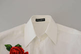 Dolce & Gabbana White Cotton Flower Embroidery Shirt Top - GENUINE AUTHENTIC BRAND LLC  