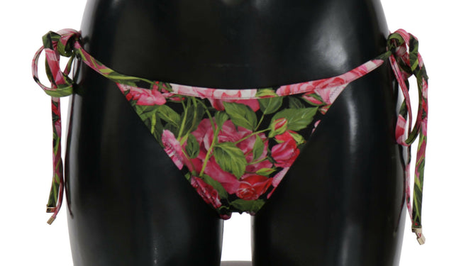 Dolce & Gabbana Black Pink Rose Print Bottom Bikini Beachwear - GENUINE AUTHENTIC BRAND LLC  