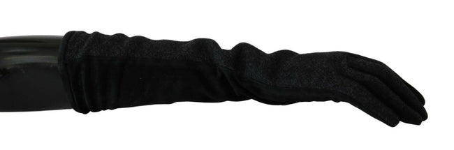Dolce & Gabbana Black Gray Mid Arm Length Mittens Wool  Gloves - GENUINE AUTHENTIC BRAND LLC  