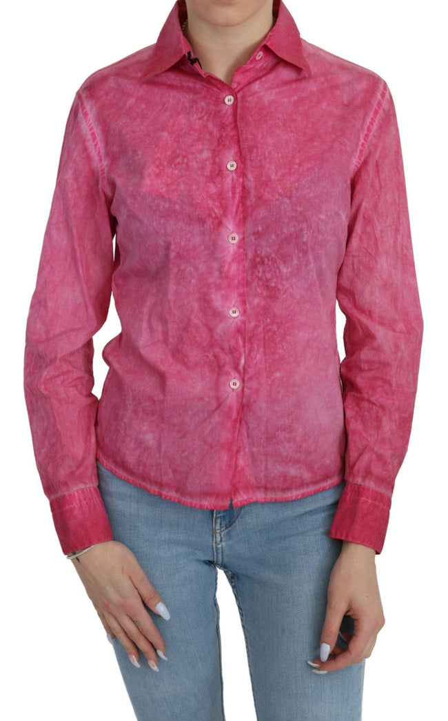 Ermanno Scervino Pink Collared Long Sleeve Shirt Blouse Top - GENUINE AUTHENTIC BRAND LLC  