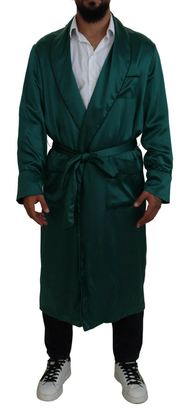 Dolce & Gabbana Green Silk Waist Belt Robe Sleepwear - GENUINE AUTHENTIC BRAND LLC  