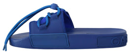 Dolce & Gabbana Blue Stretch Rubber Sandals Slides Slip On Shoes - GENUINE AUTHENTIC BRAND LLC  