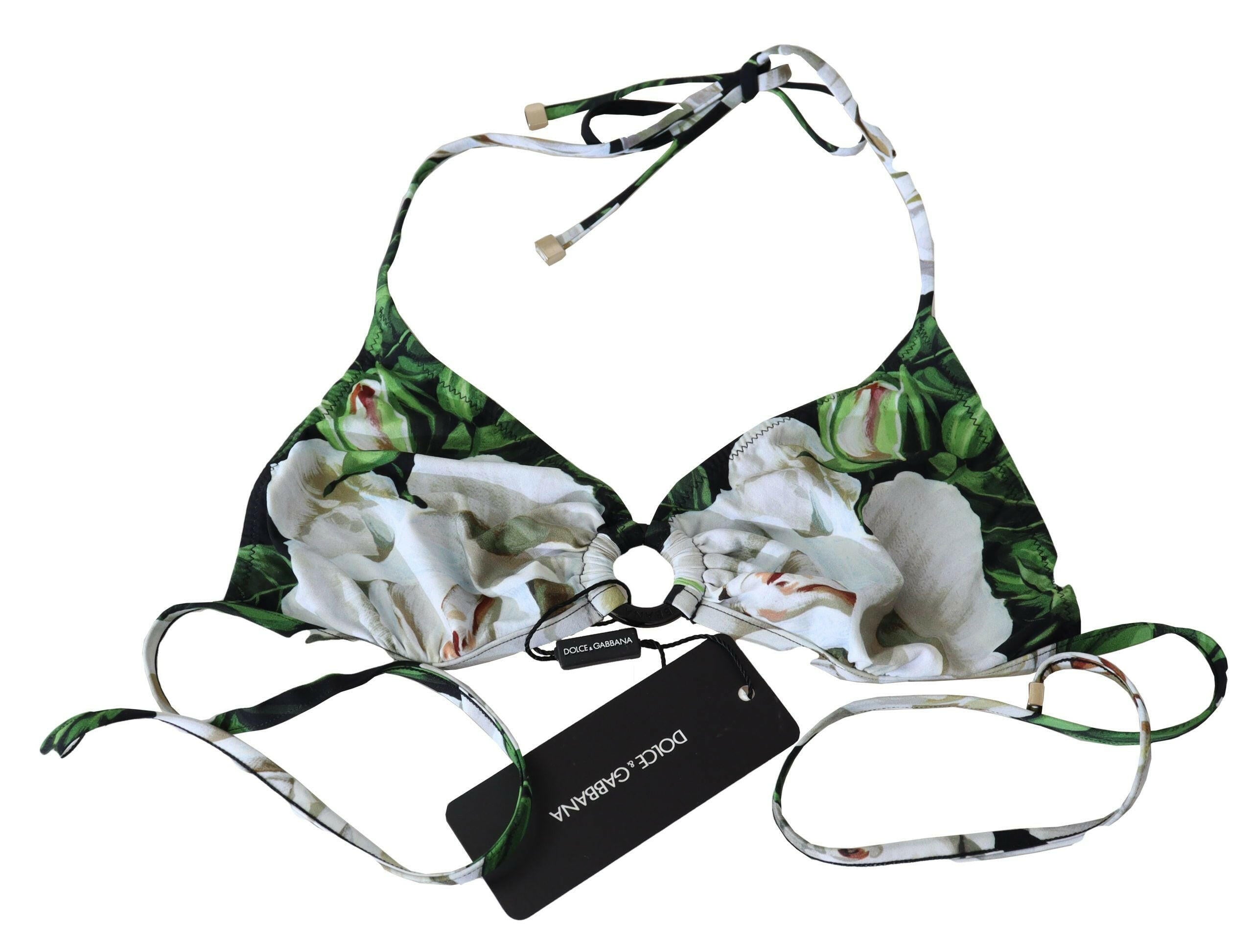 Dolce & Gabbana Multicolor Floral Print Halter Swimwear Bikini Top - GENUINE AUTHENTIC BRAND LLC  