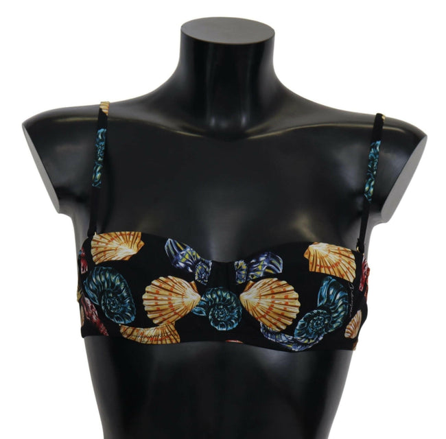 Dolce & Gabbana Black Seashells Print Women Swimwear Bikini Tops - GENUINE AUTHENTIC BRAND LLC  
