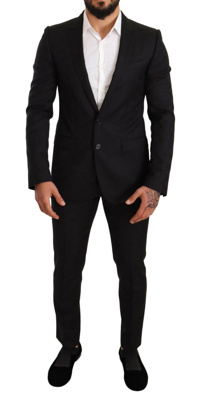 Dolce & Gabbana Black Logo Wool Slim Fit 2 Piece MARTINI Suit - GENUINE AUTHENTIC BRAND LLC  