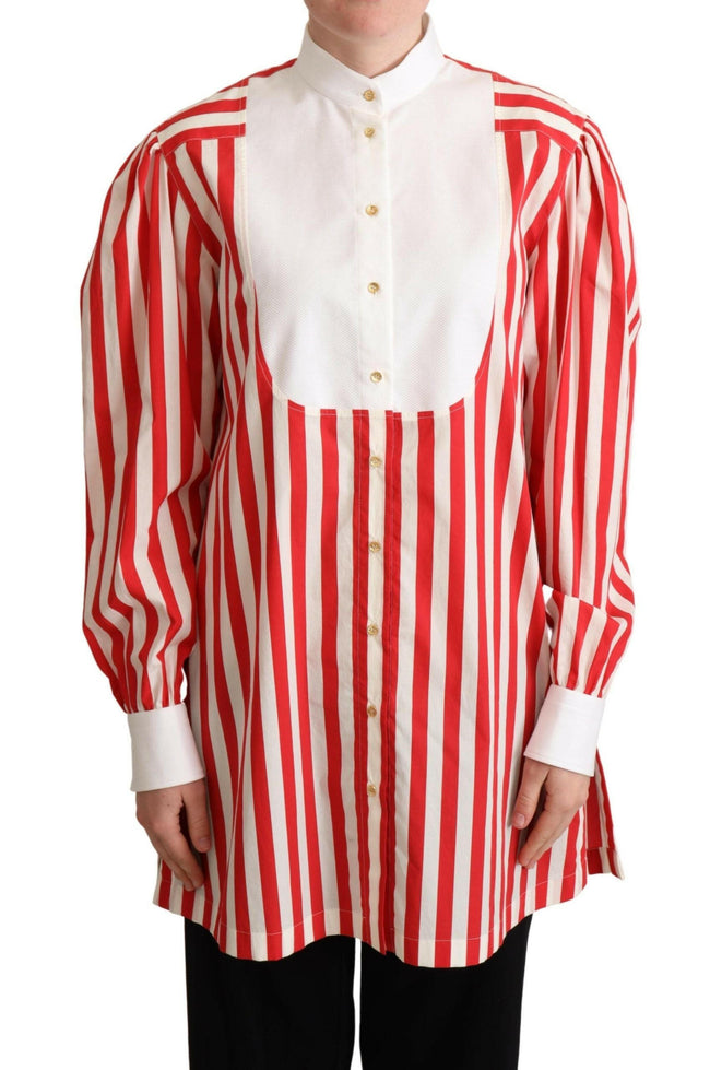 Dolce & Gabbana Red White Striped Long Sleeves Formal Shirt - GENUINE AUTHENTIC BRAND LLC  