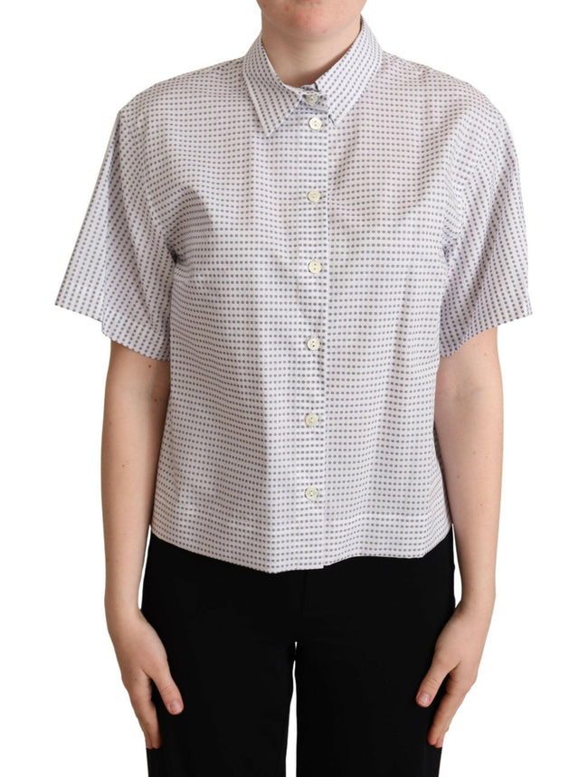 Dolce & Gabbana White Polka Dots Collared Blouse Shirt - GENUINE AUTHENTIC BRAND LLC  