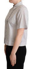 Dolce & Gabbana White Gray Polka Dots Collared Button Shirt - GENUINE AUTHENTIC BRAND LLC  