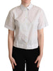 Dolce & Gabbana White Black Polka Dots Collar Blouse Shirt - GENUINE AUTHENTIC BRAND LLC  