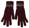 John Galliano Maroon Elastic Wrist Length Mitten Designer Logo Gloves John Galliano GENUINE AUTHENTIC BRAND LLC