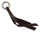 Costume National Brown Leather Silver Tone Metal Keyring Keychain - GENUINE AUTHENTIC BRAND LLC  