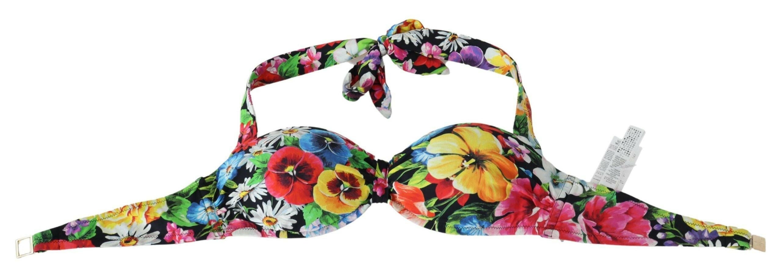 Dolce & Gabbana Multicolor Floral Print Swimwear Bikini Tops - GENUINE AUTHENTIC BRAND LLC  