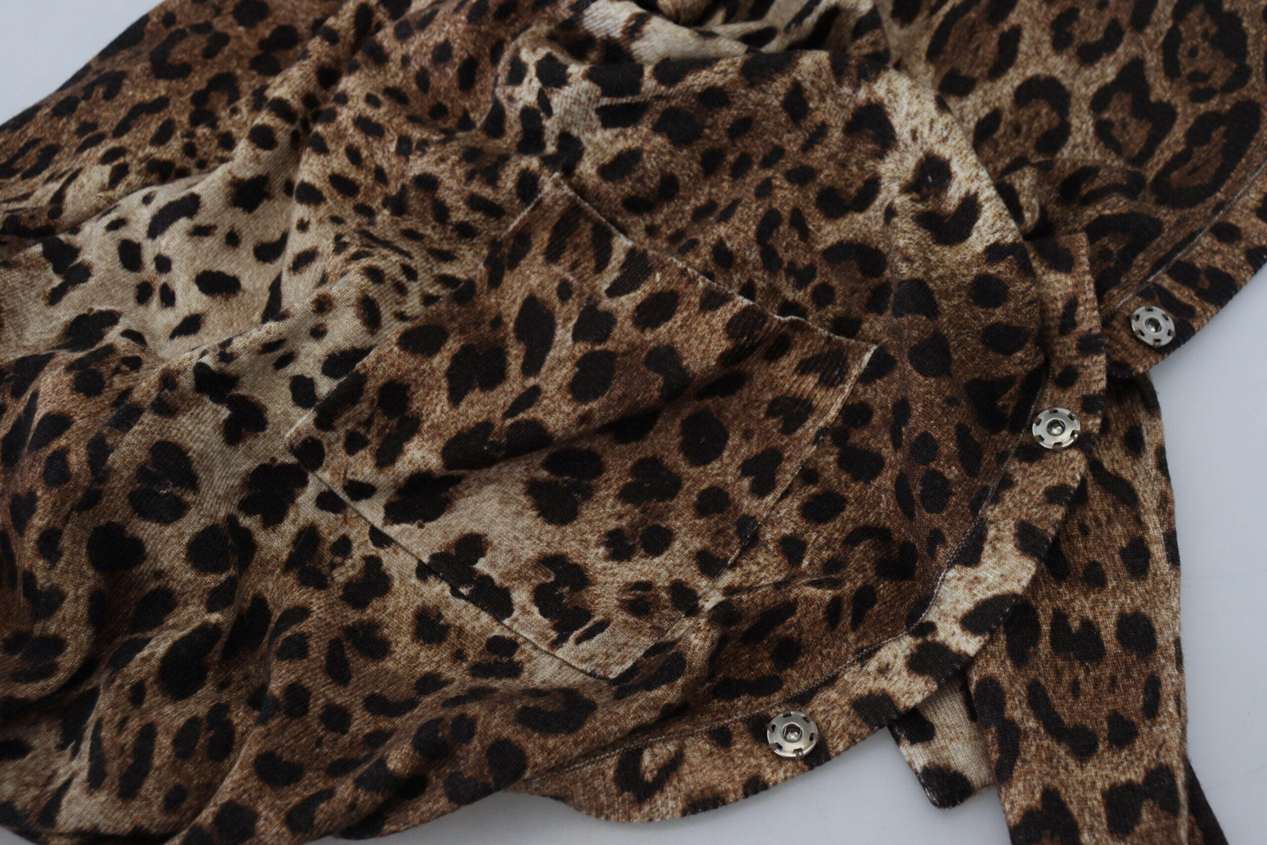 Dolce & Gabbana Brown Leopard Wool Robe Cardigan Sweater - GENUINE AUTHENTIC BRAND LLC  