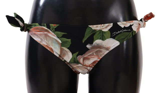Dolce & Gabbana Black Roses Print Swimsuit Bikini Bottom Swimwear - GENUINE AUTHENTIC BRAND LLC  