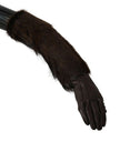Dolce & Gabbana Brown Elbow Length Mittens Leather Fur Gloves - GENUINE AUTHENTIC BRAND LLC  