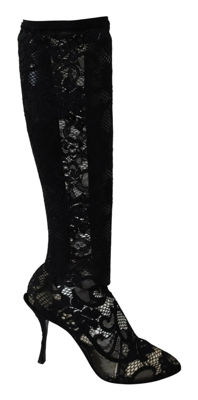 Dolce & Gabbana Elegant Black Stretch Sock Pumps.