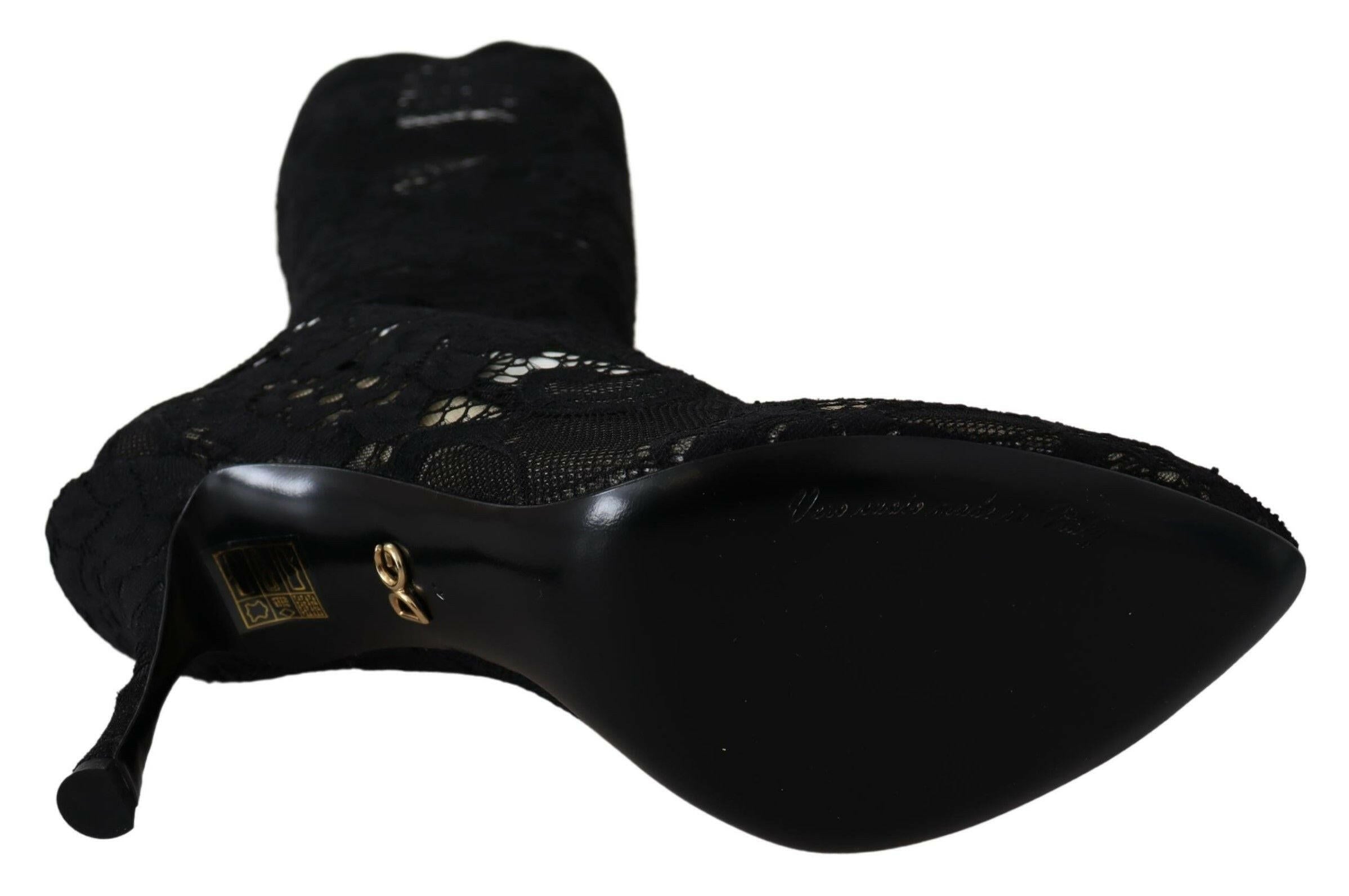 Dolce & Gabbana Elegant Black Stretch Sock Pumps.