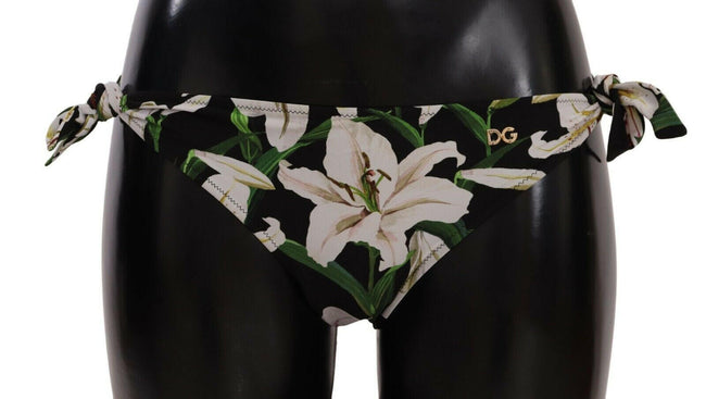 Dolce & Gabbana Bikini Bottom Black Lily Print Swimsuit Swimwear - GENUINE AUTHENTIC BRAND LLC  