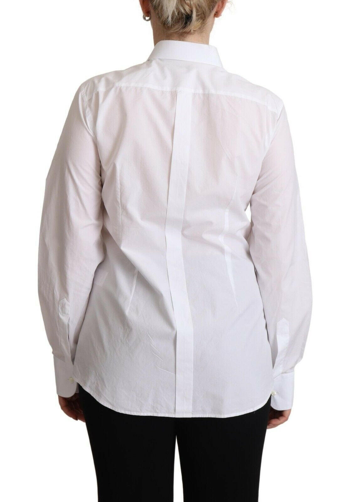 Dolce & Gabbana White Cotton Dress Collared Long Sleeves Shirt Top - GENUINE AUTHENTIC BRAND LLC  